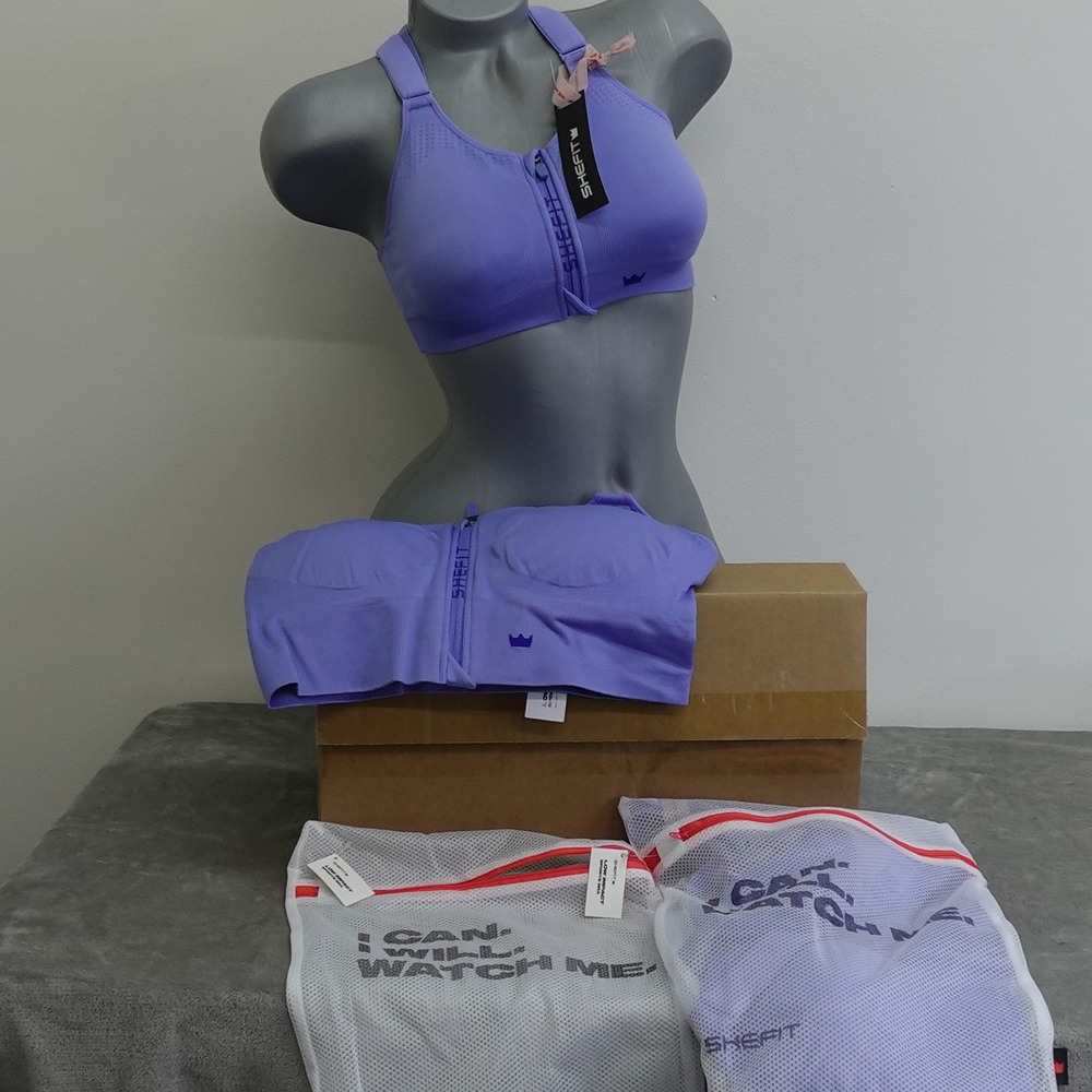 Lot 2 NWT SHEFIT 5Luxe Adjustable No Wire Sports Bra, Low Impact Zip-Front
